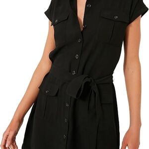 Kissonic Womens Button Down Collar Neck Shirt Dress